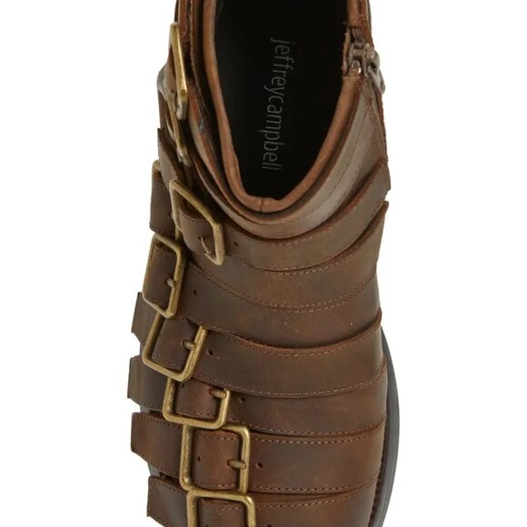 Jeffrey Campbell Belted Up Biker Inspired Leather Boot in Brown - Picture 4 of 7